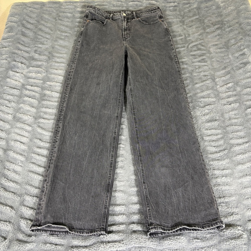 Old Navy Extra High-Rise Sky-Hi Wide Leg Jeans Gray Washed Black Size 10 AR904